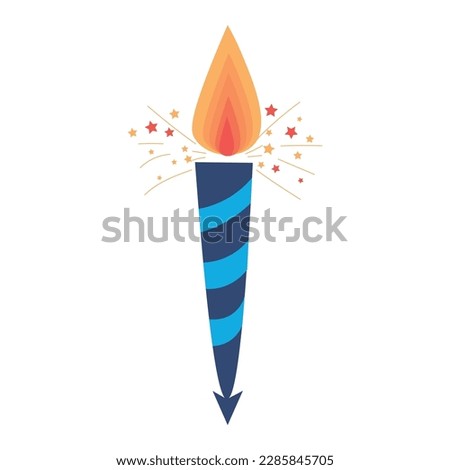Burning birthday candle on white background