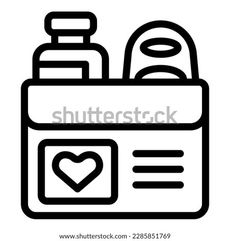 Food donation box icon outline vector. Poverty people. Man charity
