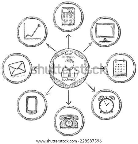Vector Hand Drawn Sketch Business Infographic Template