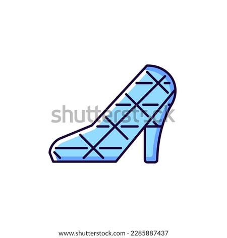 High heel wedding church blue RGB color icon. Isolated vector illustration. Unusual things. Taiwanese extraordinary architecture. Taiwan tourists attraction simple filled line drawing