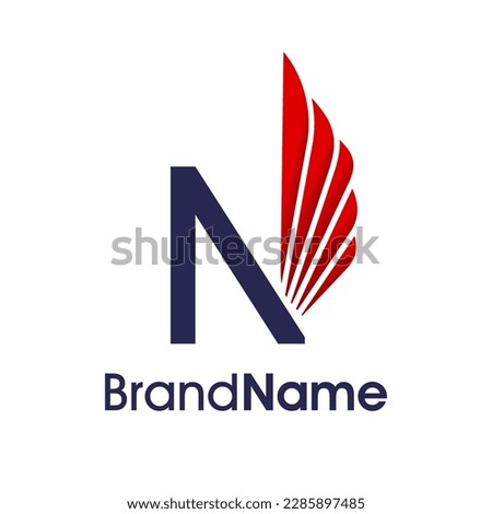Modern Logo design initial N combine with red wing. logo can use for your any company.