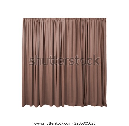 Pastel brown window curtains isolated on white Royalty-Free Stock Photo #2285903023
