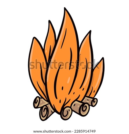 Bonfire sign cartoon style vector art illustration isolated