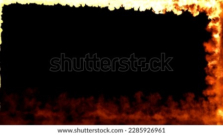Square frame for content of blazing red fire lines, isolated - object 3D rendering
