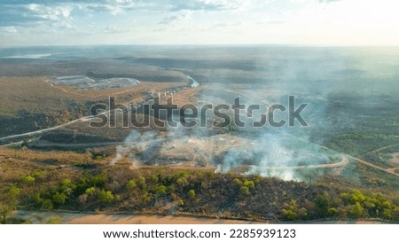 aerial shot of the Rufiji River landscape in the Selous Game Reserve, Tanzania
