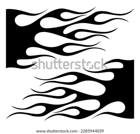 Abstract tribal fire flame tattoo stencil, racing car vinyl sticker and airbrush stencil vector art eps 10 file.