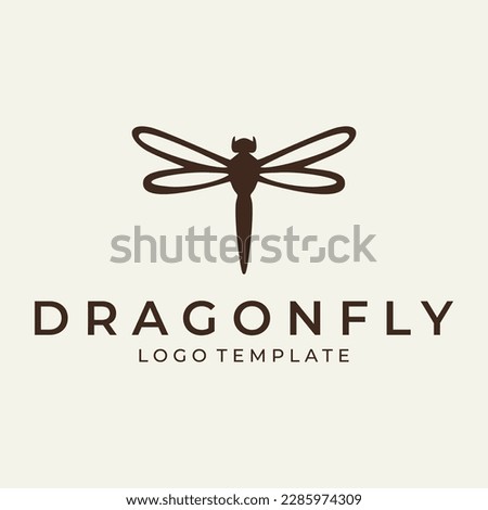 Dragonfly  insect fly logo design vector illustration