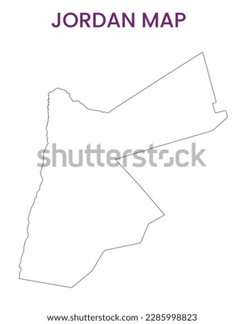 High detailed map of Jordan. Outline map of Jordan. Asia