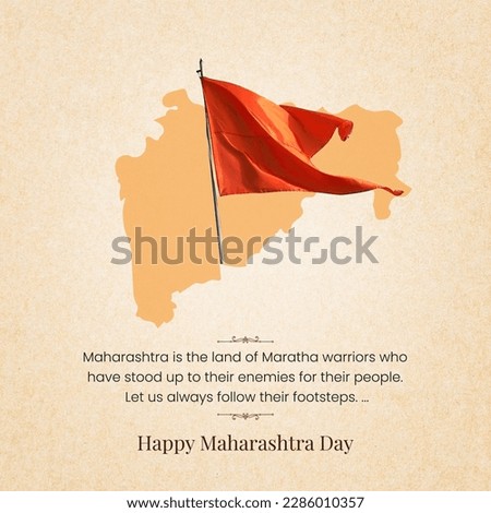 Maharashtra Day festival in India and orange flag and map Royalty-Free Stock Photo #2286010357