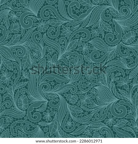 EMERALD VECTOR SEAMLESS BACKGROUND WITH FLORAL LACE
