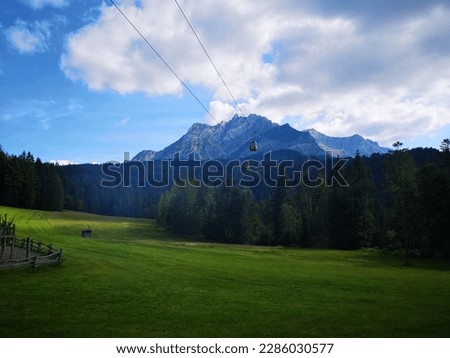 Pilatus mountain's view with cable cars. The Pilatus mountain located in Switzerland, one of the beautiful mountains. 