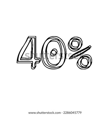 Transparent vector of a number percentage. Isolated percentage doodle.