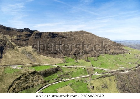 Green landscape in the Cantabrian Mountains.