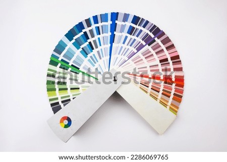Catalog of flower samples on a white background. Color Palette Guide.