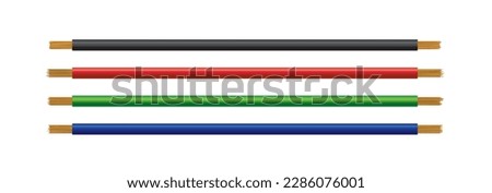 Copper wire or cable vector illustration, Electrical cables isolated. varieties of electric wire. Set of electrical copper core multi strand cables.  Royalty-Free Stock Photo #2286076001