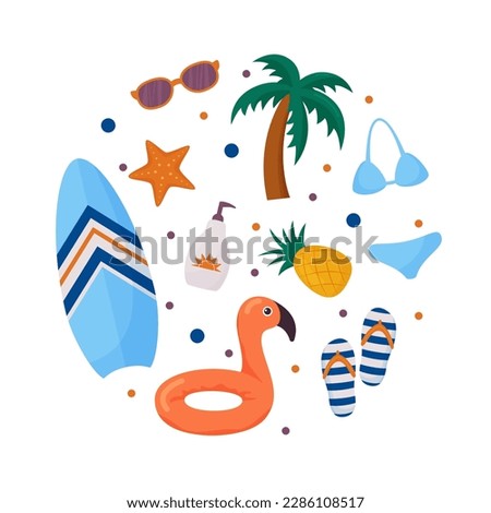colorful set of summer vacation clip art