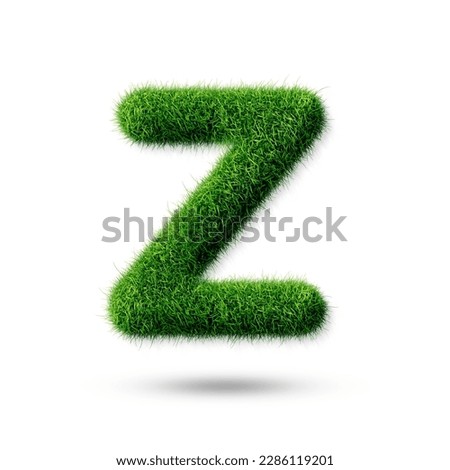 A letter z with grass on a white background, eco text effect, isolated letter with grass effect high quality
