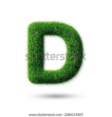 A letter d with grass on a white background, eco text effect, isolated letter with grass effect high quality