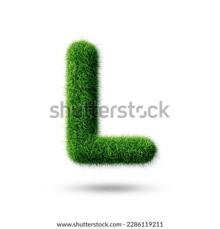 A letter l with grass on a white background, eco text effect, isolated letter with grass effect high quality