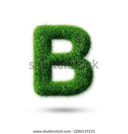 A letter b with grass on a white background, eco text effect, isolated letter with grass effect high quality