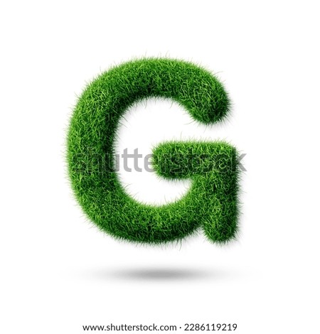 A letter g with grass on a white background, eco text effect, isolated letter with grass effect high quality