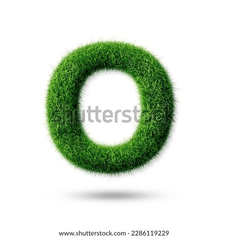 A letter o with grass on a white background, eco text effect, isolated letter with grass effect high quality