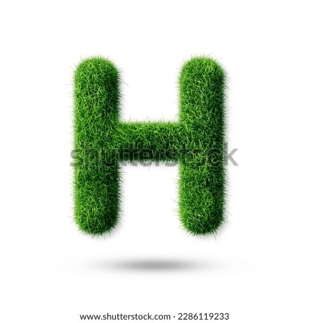 A letter h with grass on a white background, eco text effect, isolated letter with grass effect high quality