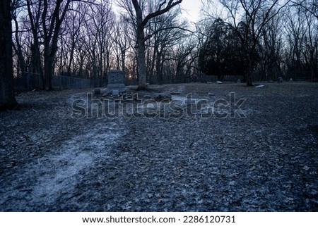 Bachelor's Grove Cemetery at sunrise Royalty-Free Stock Photo #2286120731
