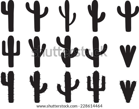 Cactus silhouettes illustrated on white Royalty-Free Stock Photo #228614464