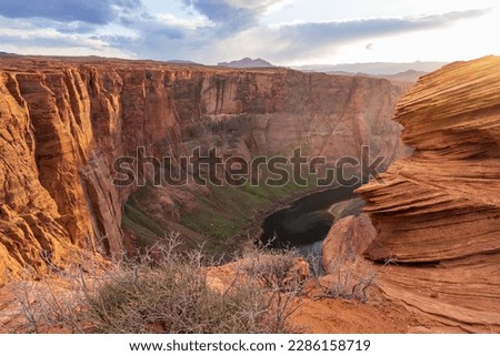 The Horseshoe Bend in Page, Arizona. Royalty-Free Stock Photo #2286158719