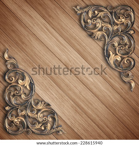 Pattern of wood carve flower on wood background