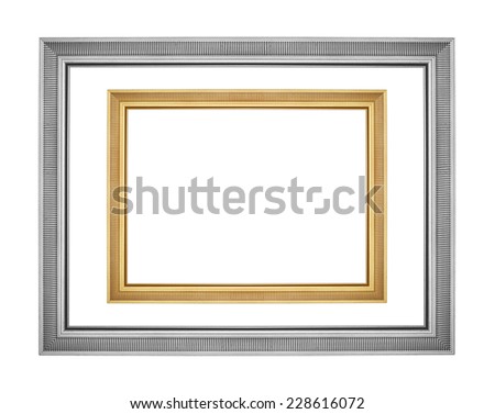 The  gold frame on the white background