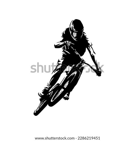 downhill mountain bike black silhouettes logo Royalty-Free Stock Photo #2286219451
