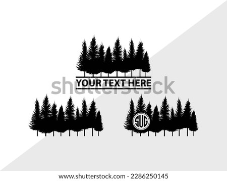 Pine Trees Monogram Vector Illustration Silhouette