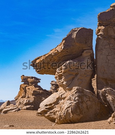 Rock formations in Bolivia at 16,000 feet elevation, carved by constant wind