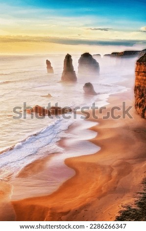 Twilight at the 12 Apostles, Shipwreck Coast, Great Ocean Road, Victoria, Australia Royalty-Free Stock Photo #2286266347