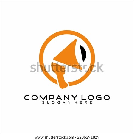 Unique speaker logo design with circle and triangle elements..