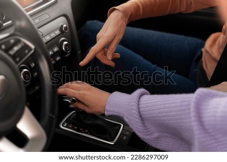 Driver's License Test. Improving driving skills concept. Training practice in the training facility to verify the driver's license according to the law. driving instructor. Royalty-Free Stock Photo #2286297009