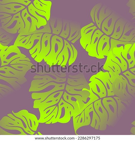 Monstera leaves decorative seamless vector pattern for textile design, fabric print, digital or wrapping paper, wallpaper, background and backdrop, decoration. Tropical summer holiday theme.