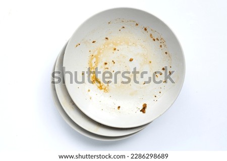 Dirty dish on white background. Top view Royalty-Free Stock Photo #2286298689