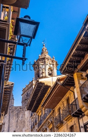 Fuenterrabia or Hondarribia municipality of Gipuzkoa. Basque Country. Detail of the dome of the church of Santa Maria in the background Royalty-Free Stock Photo #2286324267
