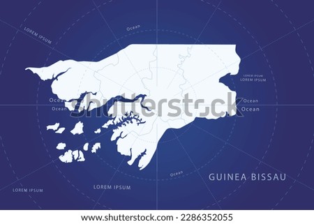 Guinea Bissau Map - World Map International vector template with High detailed and white color including circle line on blue background for design, infographic, website - Vector illustration eps 10