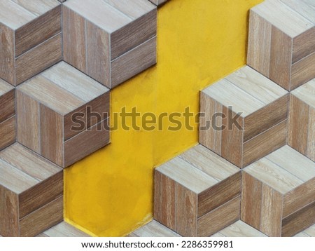 Cube tiles pattern dimensions, yellow wall color