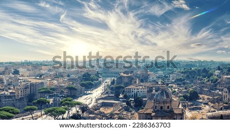 Skyline view of the Capitoline Hill, roman Forum, Coliseum, Rome, Italy Royalty-Free Stock Photo #2286363703