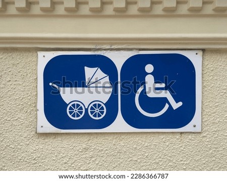 Wheel chair access sign, disabled sign, Baby Carriage sign