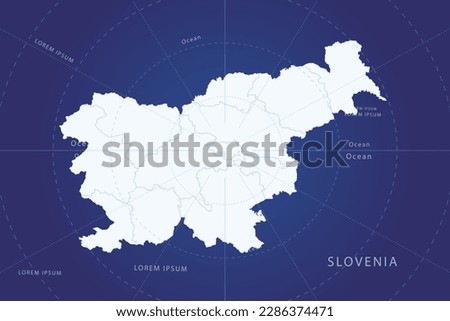 Slovenia Map - World Map International vector template with High detailed and white color including circle line on blue background for design, infographic, website - Vector illustration eps 10