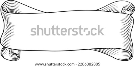 A banner scroll in a vintage woodcut engraved etching style. Royalty-Free Stock Photo #2286382885