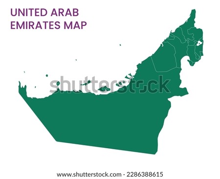 High detailed map of United Arab Emirates. Outline map of United Arab Emirates. UAE. Asia Royalty-Free Stock Photo #2286388615