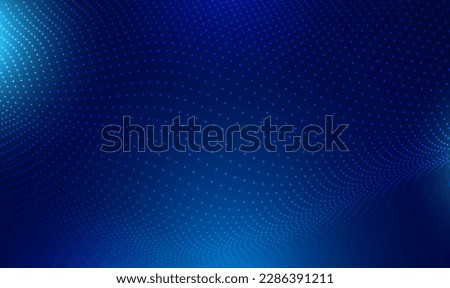 Abstract technology big data digital background. Dot blue wave light screen gradient texture background. 3d wave point fractal grid science futuristic audio visualization.Technology and science.Vector Royalty-Free Stock Photo #2286391211