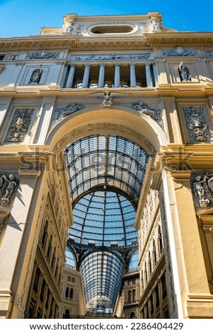 Entrance of public shopping mall built in 1887 named after King Umberto, Galleria Umberto I is part of the Unesco World Heritage Old Town. Galleria Principe Di Napoli, Naples, Campania, Italy, Europe Royalty-Free Stock Photo #2286404429